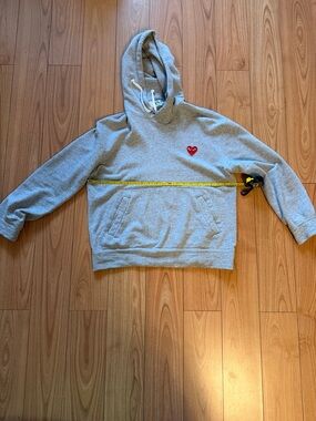 Comme des Garcons PLAY Gray Hoodie with Red Heart Logo